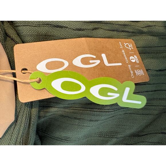 OGL Pants Size L Summer Classic Striped Wide Leg Pant Pockets Sweet Green Stripe - Picture 3 of 9